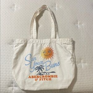 Abercrombie & Fitch Sun Your Buns Cream Canvas Tote